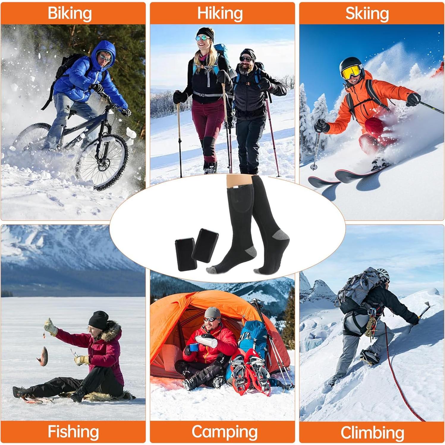 Calcetines Eléctricos Calentados Hettluo 5V 4000mAh Unisex