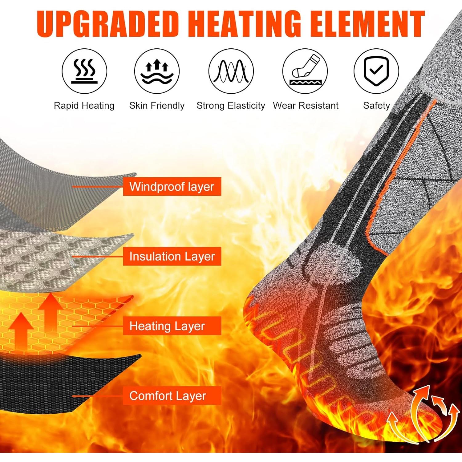 Calcetines Calentados EIHBIEA 6000mAh Unisex 3 Niveles Invierno