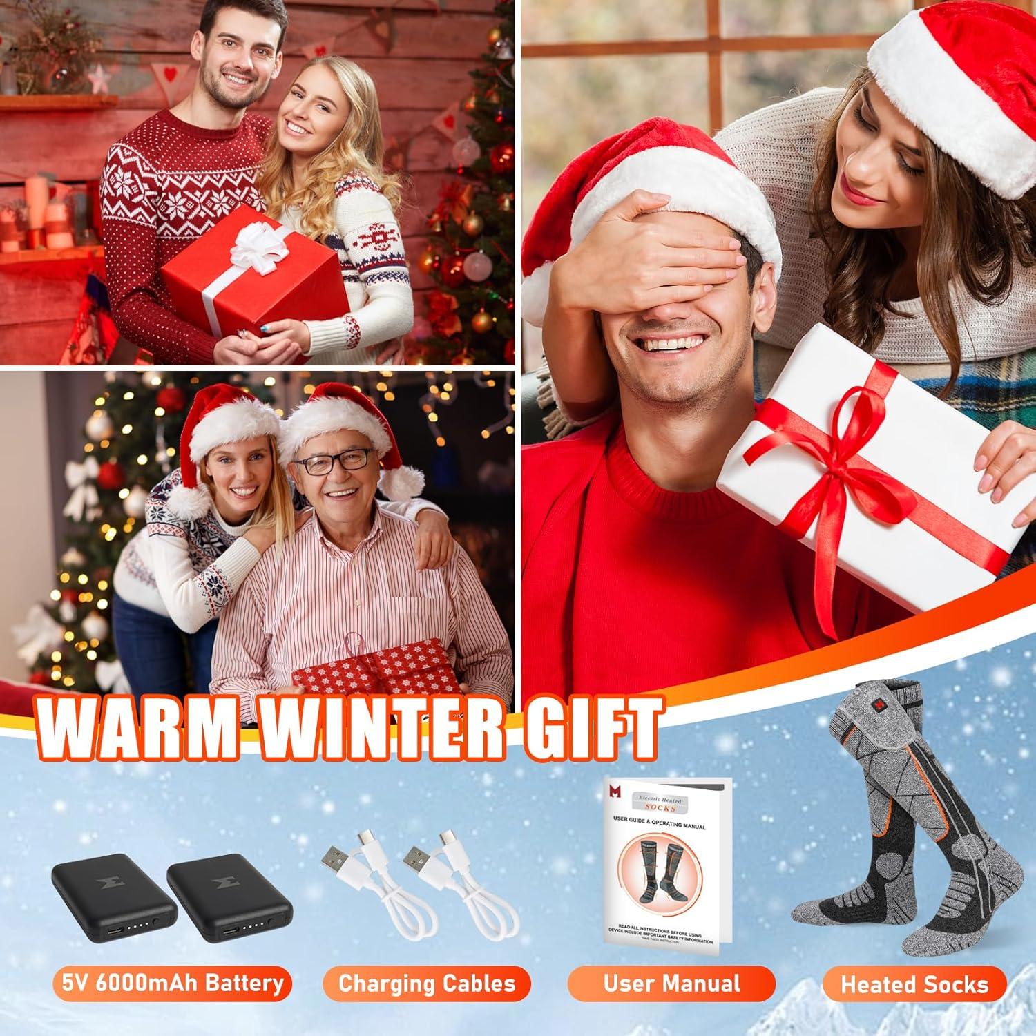 Calcetines Calentados EIHBIEA 6000mAh Unisex 3 Niveles Invierno