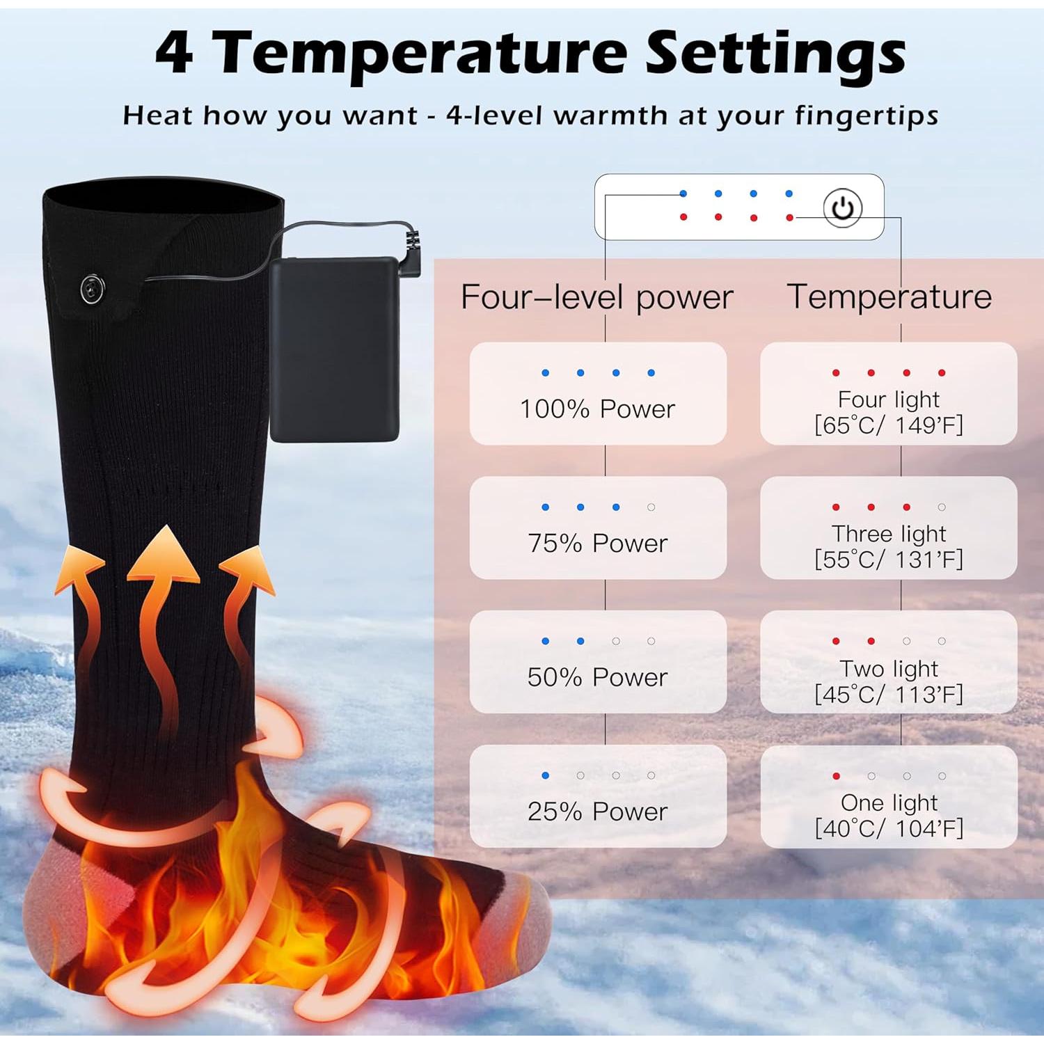 Calcetines Calentados AiQiKang Unisex con Batería Recargable