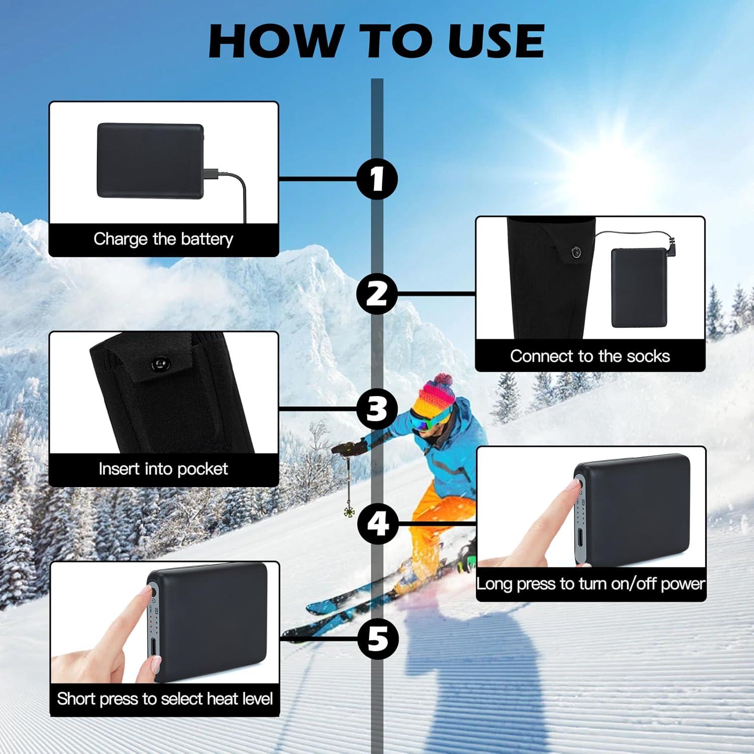 Calcetines Calentados AiQiKang Unisex con Batería Recargable