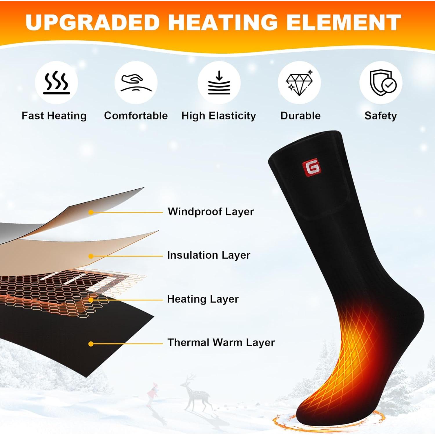 Calcetines Calentados CODSOK 3.7V 4000mAh Unisex Negros