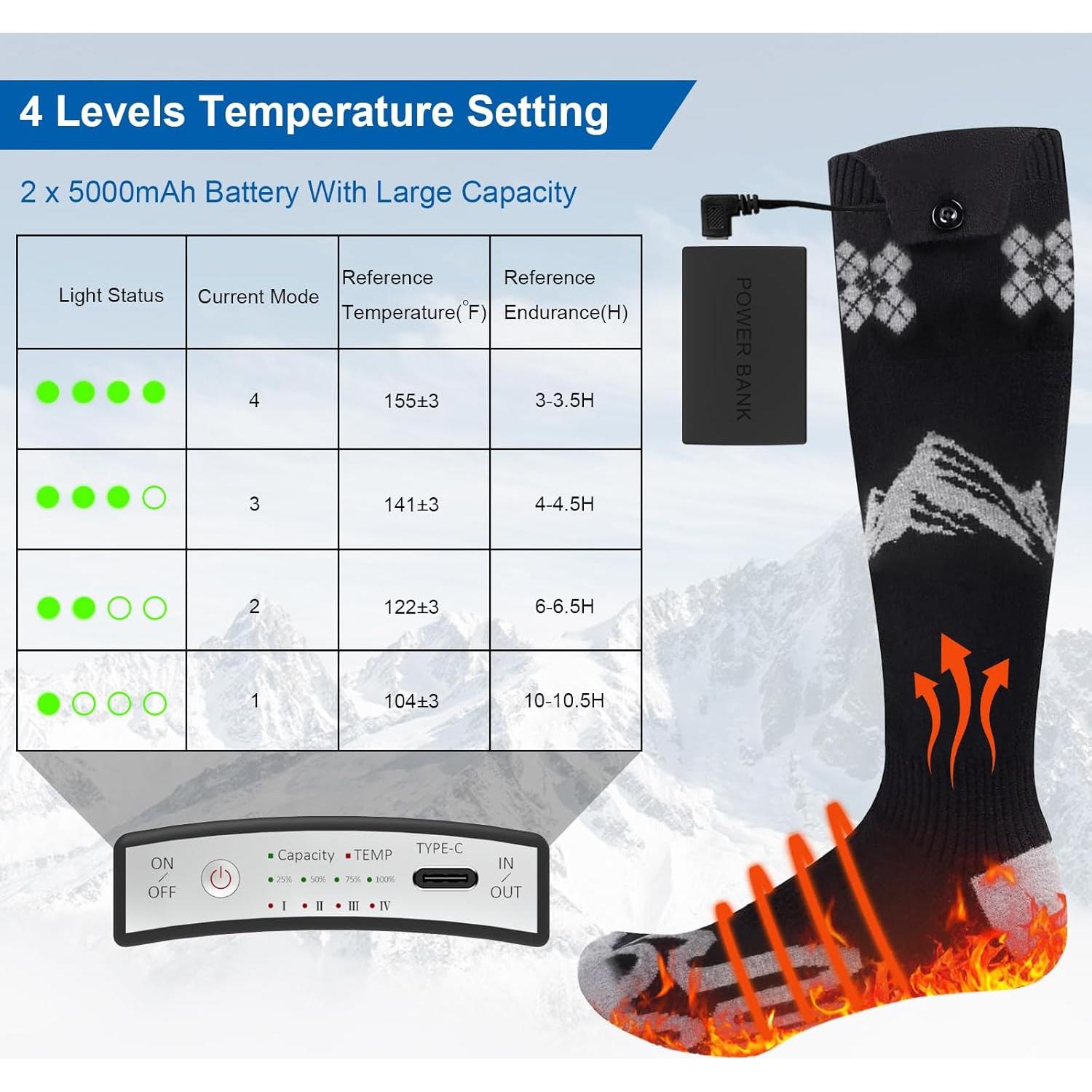 Calcetines Calentados Julysky SK-02 Unisex 5000mAh 4 Niveles