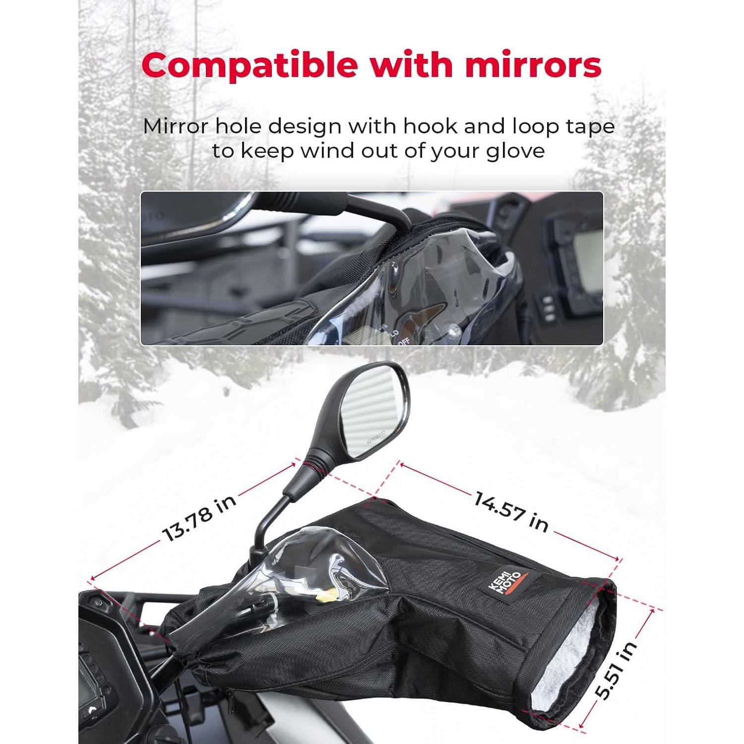 Guantes ATV KEMIMOTO Mitones de Manillar Impermeables 37x35 cm