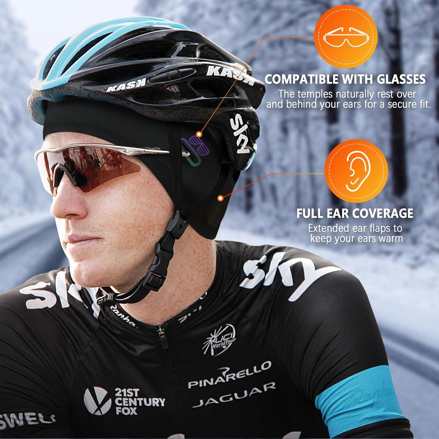 Gorro Térmico Invierno Hombre Forro Casco Negro a Prueba de Viento