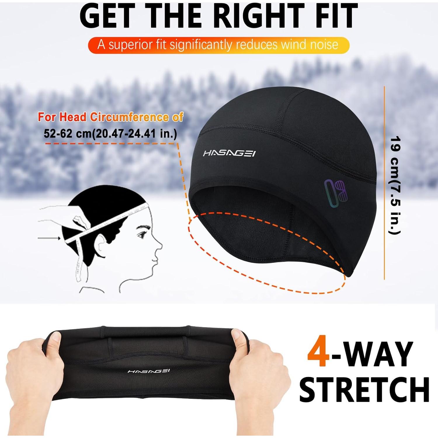 Gorro Térmico Invierno Hombre Forro Casco Negro a Prueba de Viento