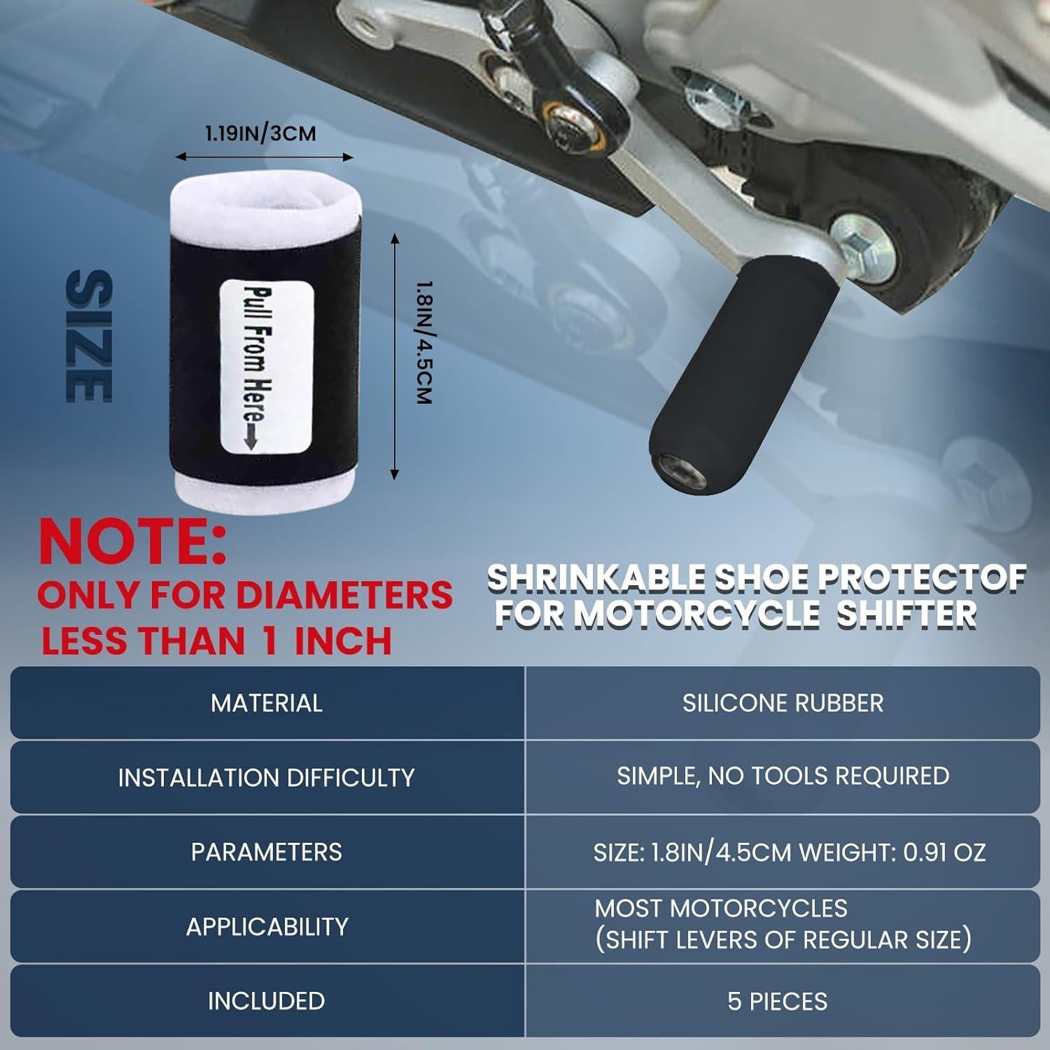 K-Shield 5 Piezas Protector de Zapatos para Motocicleta Negro