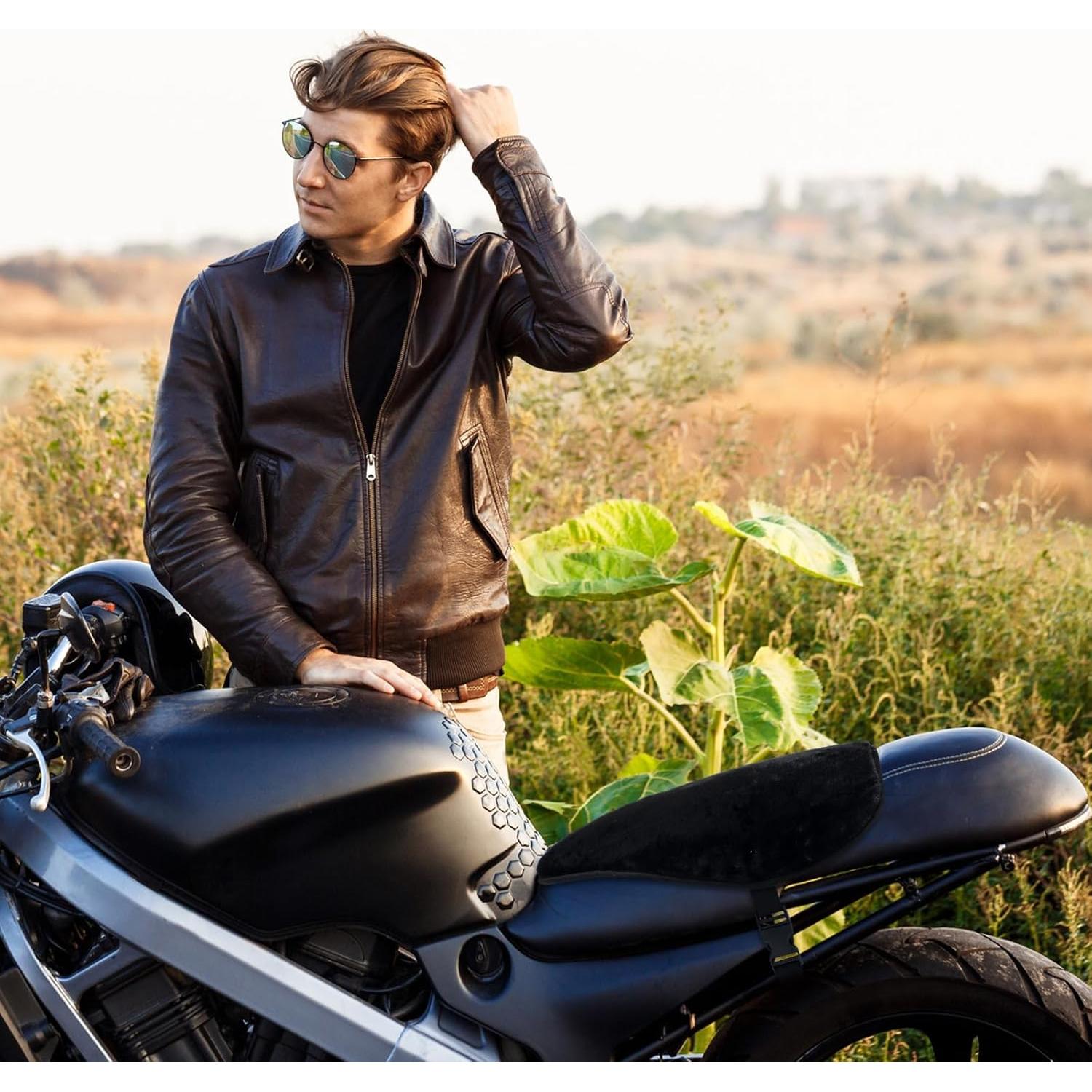 Funda de Asiento de Motocicleta Datanly JIA1448 Piel de Oveja 30x38cm