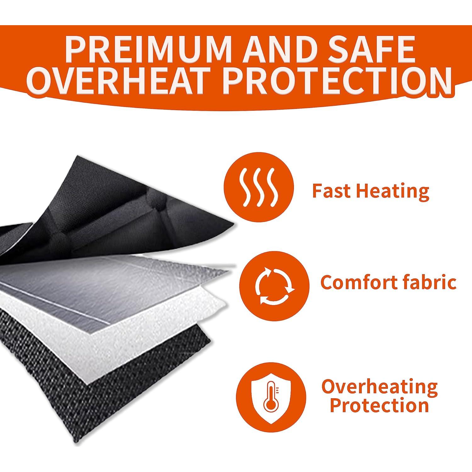 Cubiertas de Asiento Calentadas Usoway, 2 Temperaturas, Negro