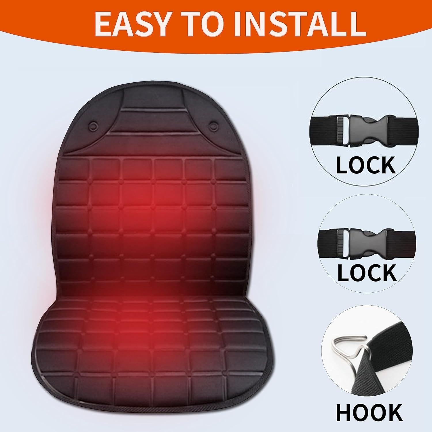 Cubiertas de Asiento Calentadas Usoway, 2 Temperaturas, Negro