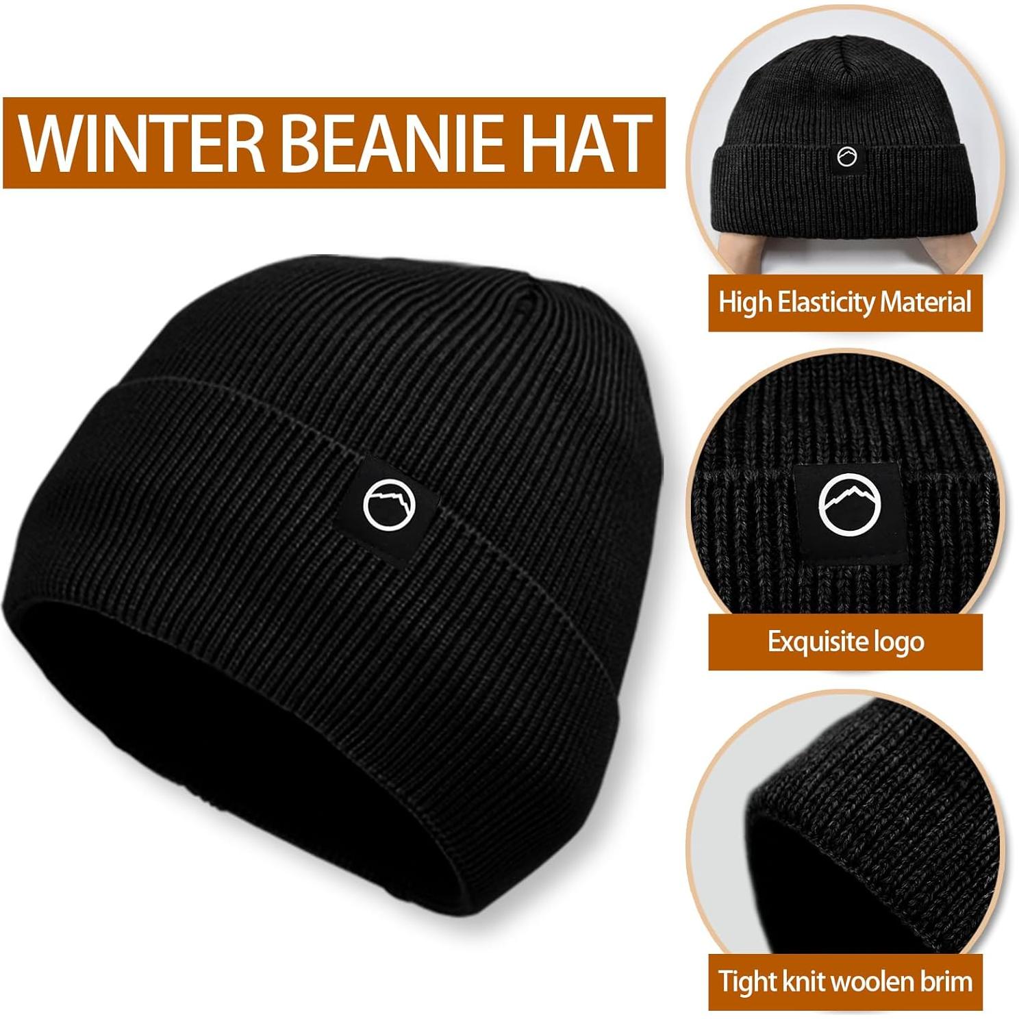 Conjunto de gorro y bufanda de invierno unisex negro
