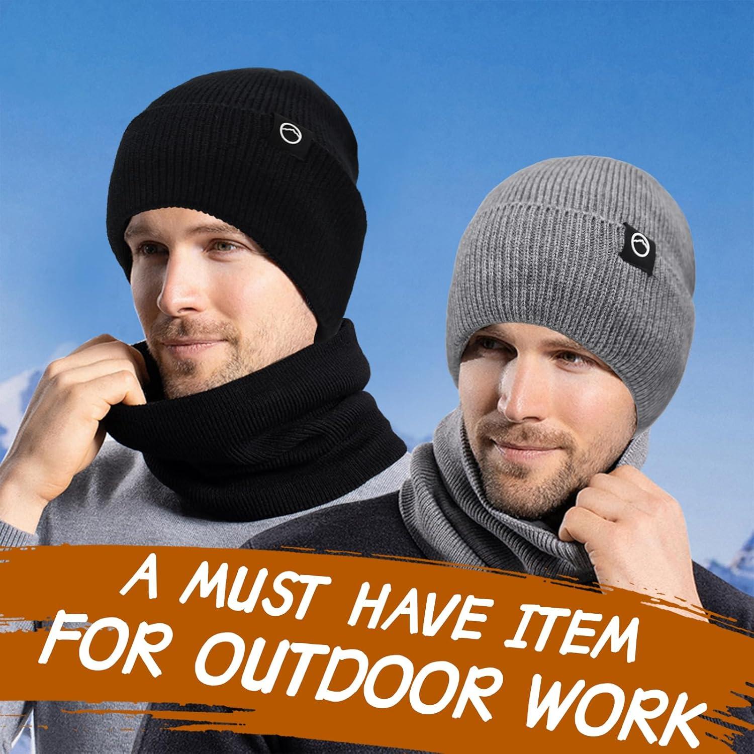 Conjunto de gorro y bufanda de invierno unisex negro