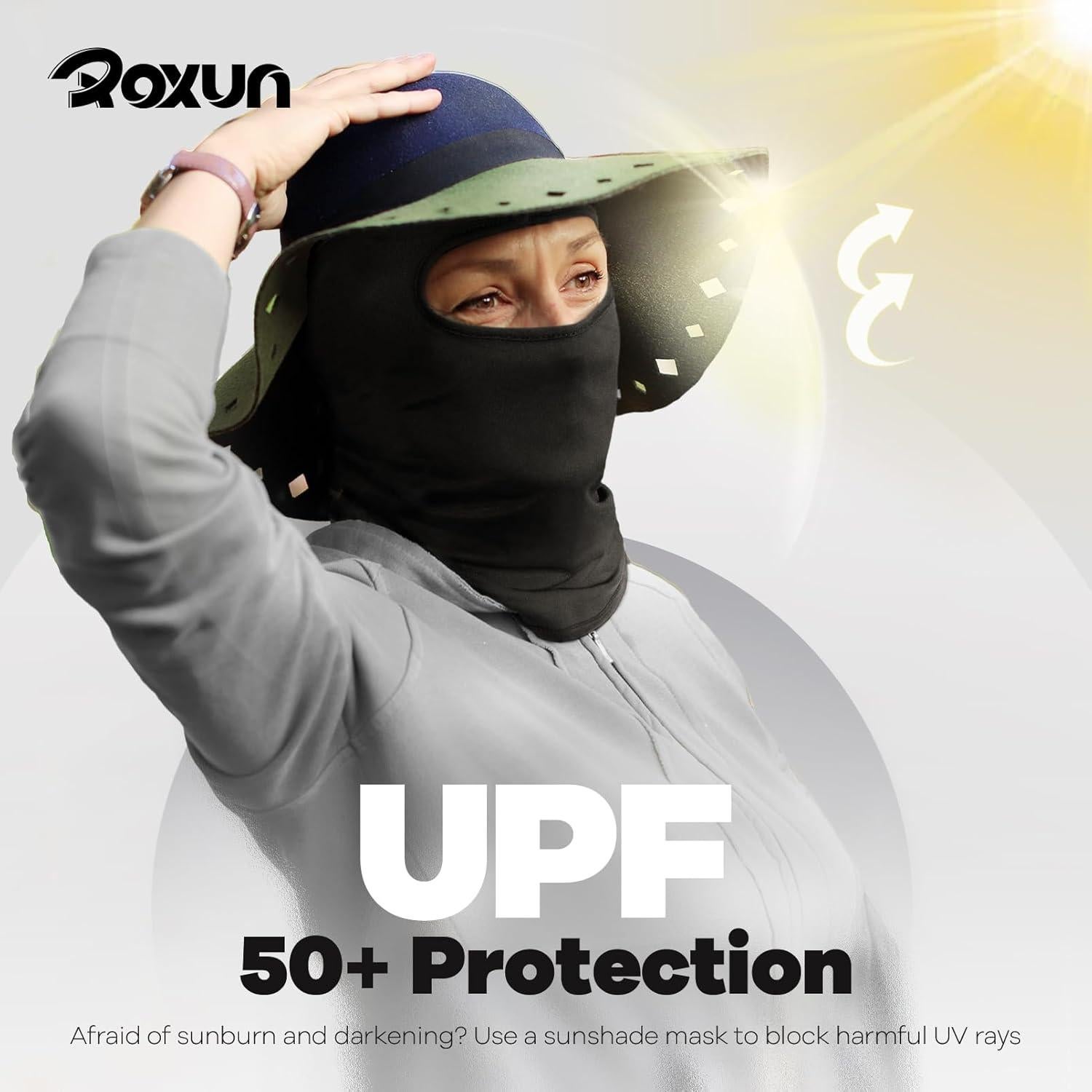 Pasamontañas ROXUN Unisex Negro y Gris, Gaiter de Cuello UV