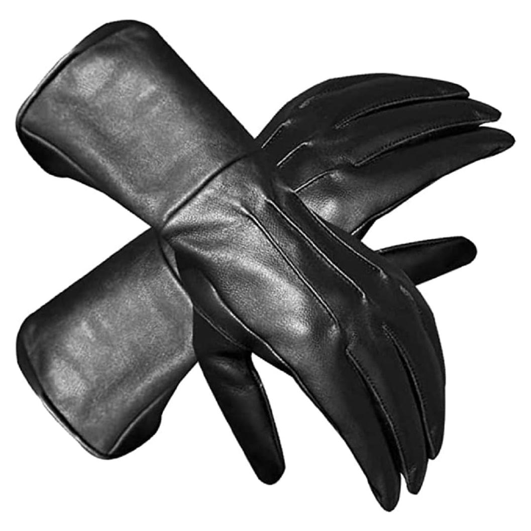 Guantes de Cuero de Cordero Genuino para Hombre - X-Large Negro