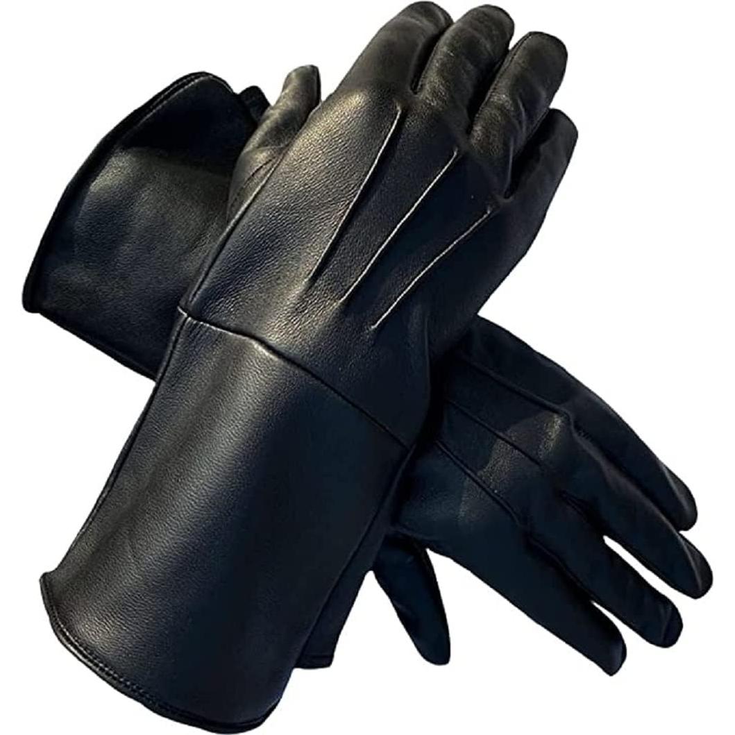 Guantes de Cuero de Cordero Genuino para Hombre - X-Large Negro