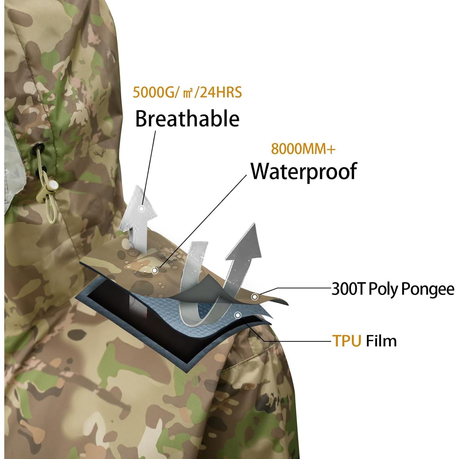 Traje de Lluvia Impermeable para Hombre Tongcamo XL Camo