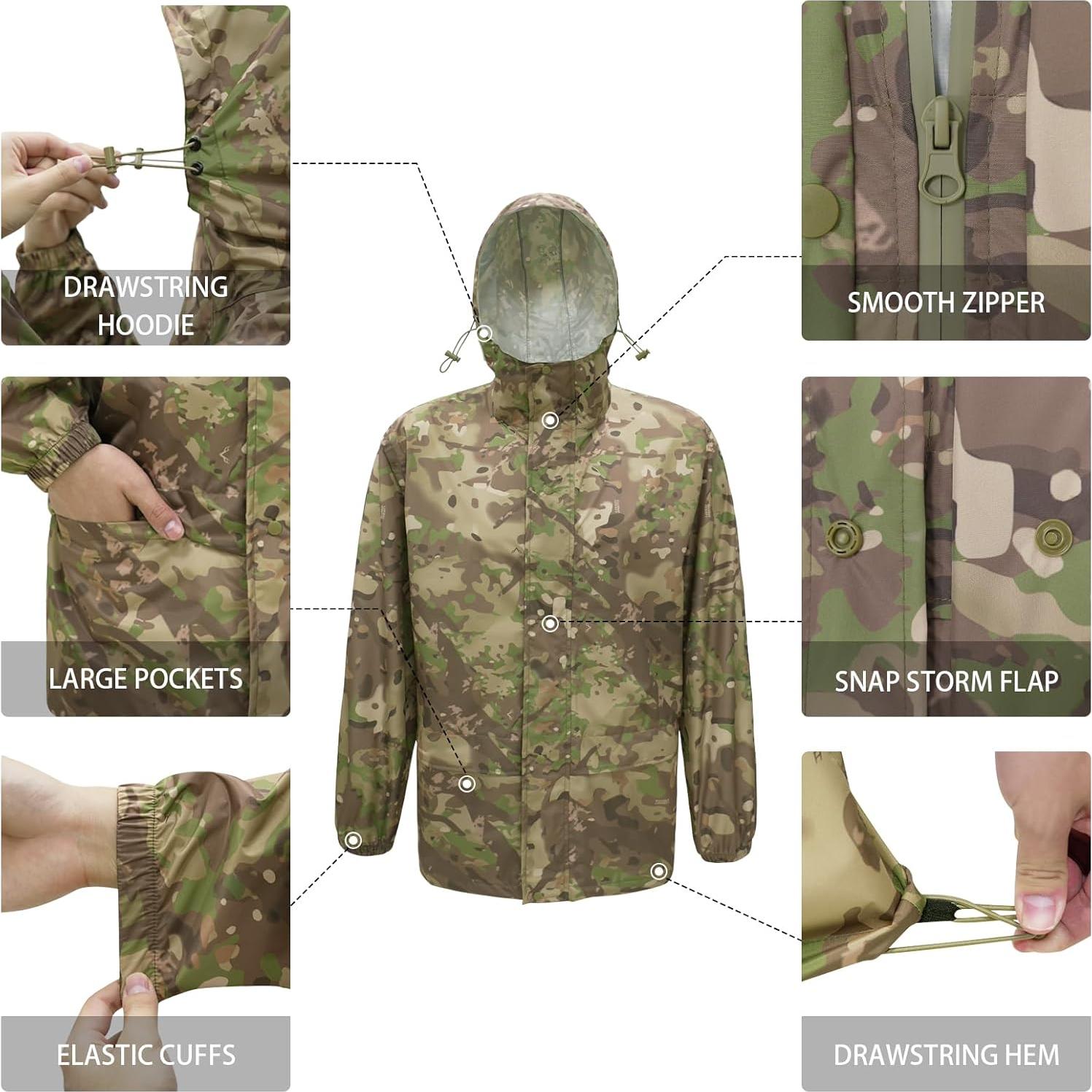 Traje de Lluvia Impermeable para Hombre Tongcamo XL Camo