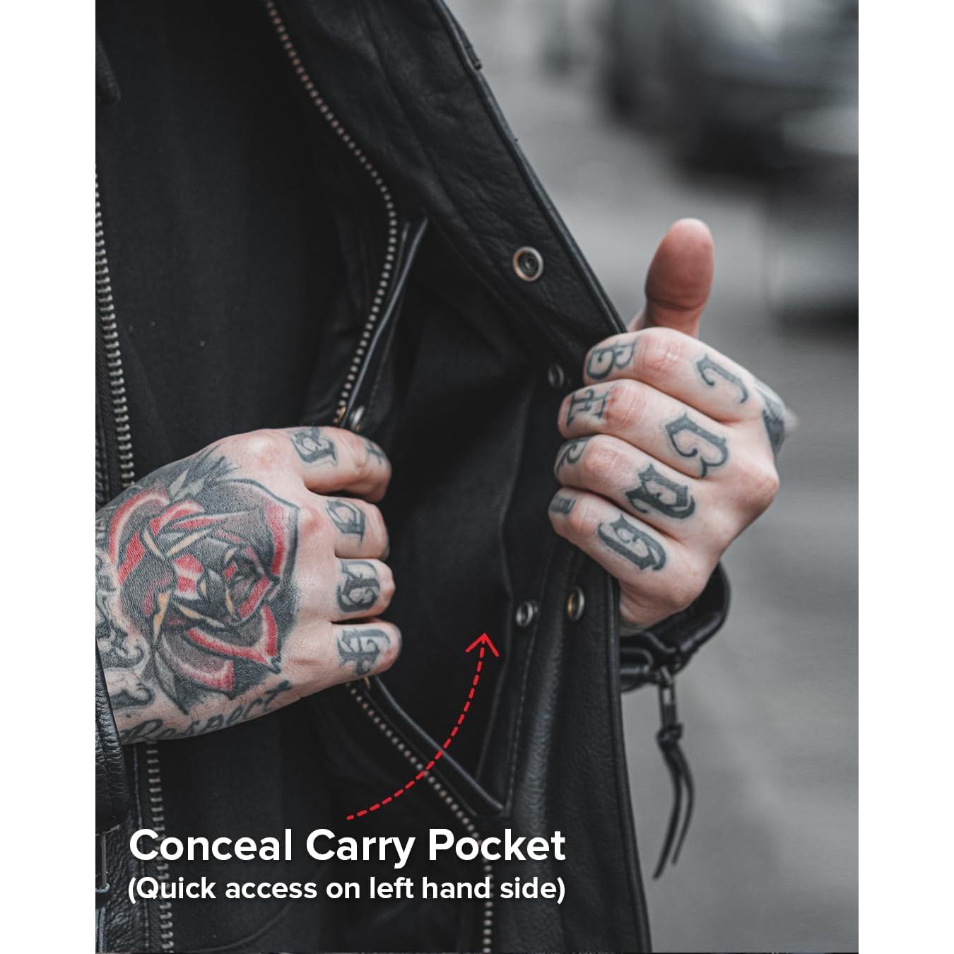 Chaqueta de Cuero para Motocicleta First MFG Co Raider XL Negra