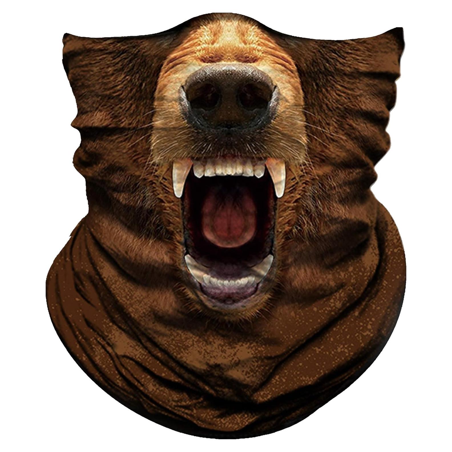 Mascarilla Bandana Obacle Oso Boca Abierta Marrón 50x25cm