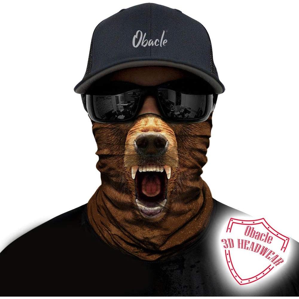 Mascarilla Bandana Obacle Oso Boca Abierta Marrón 50x25cm