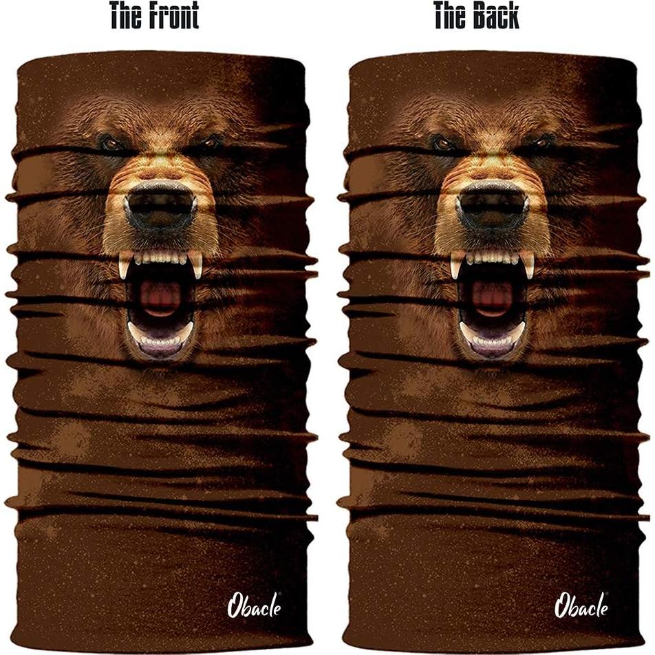 Mascarilla Bandana Obacle Oso Boca Abierta Marrón 50x25cm