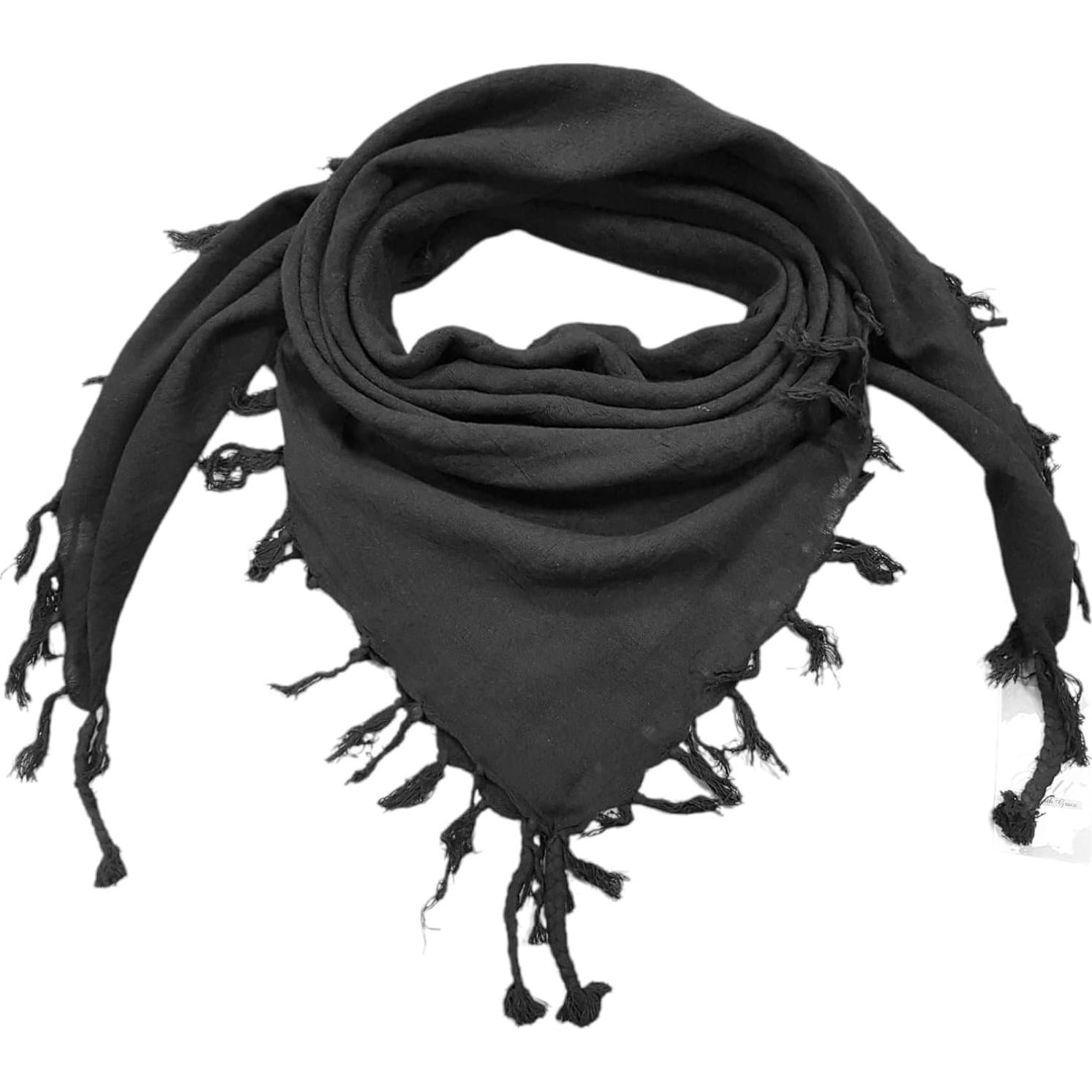 Bufanda Táctica SheKaf Shemagh 100% Algodón Unisex Negro