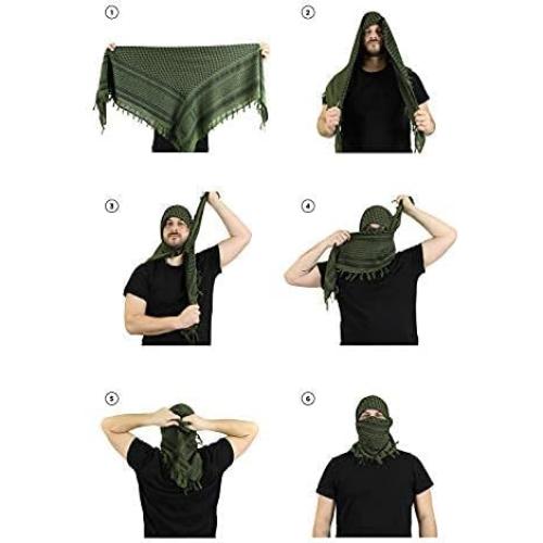 Bufanda Táctica SheKaf Shemagh 100% Algodón Unisex Negro