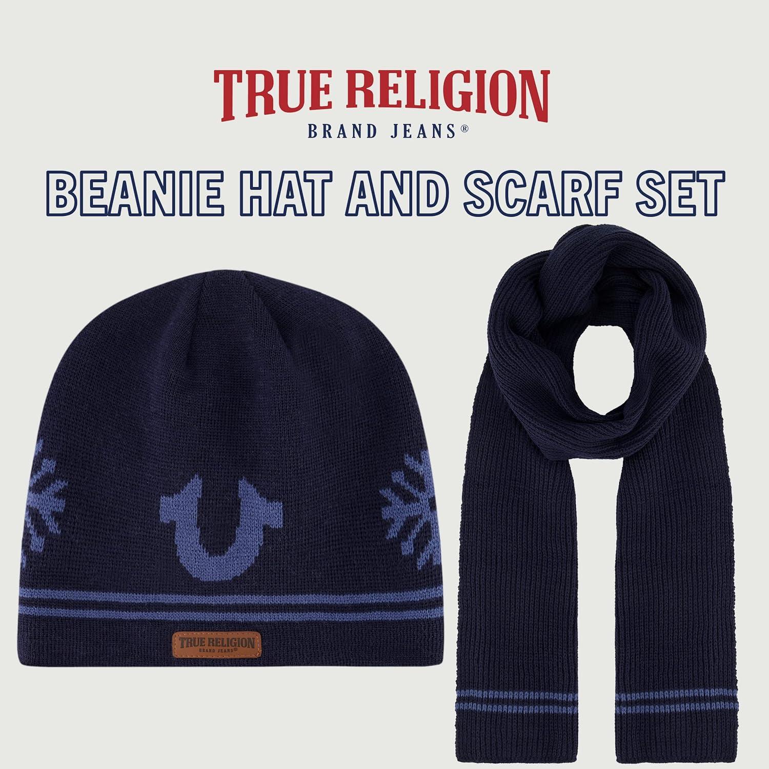 Conjunto de Gorro y Bufanda de Punto True Religion - Marino
