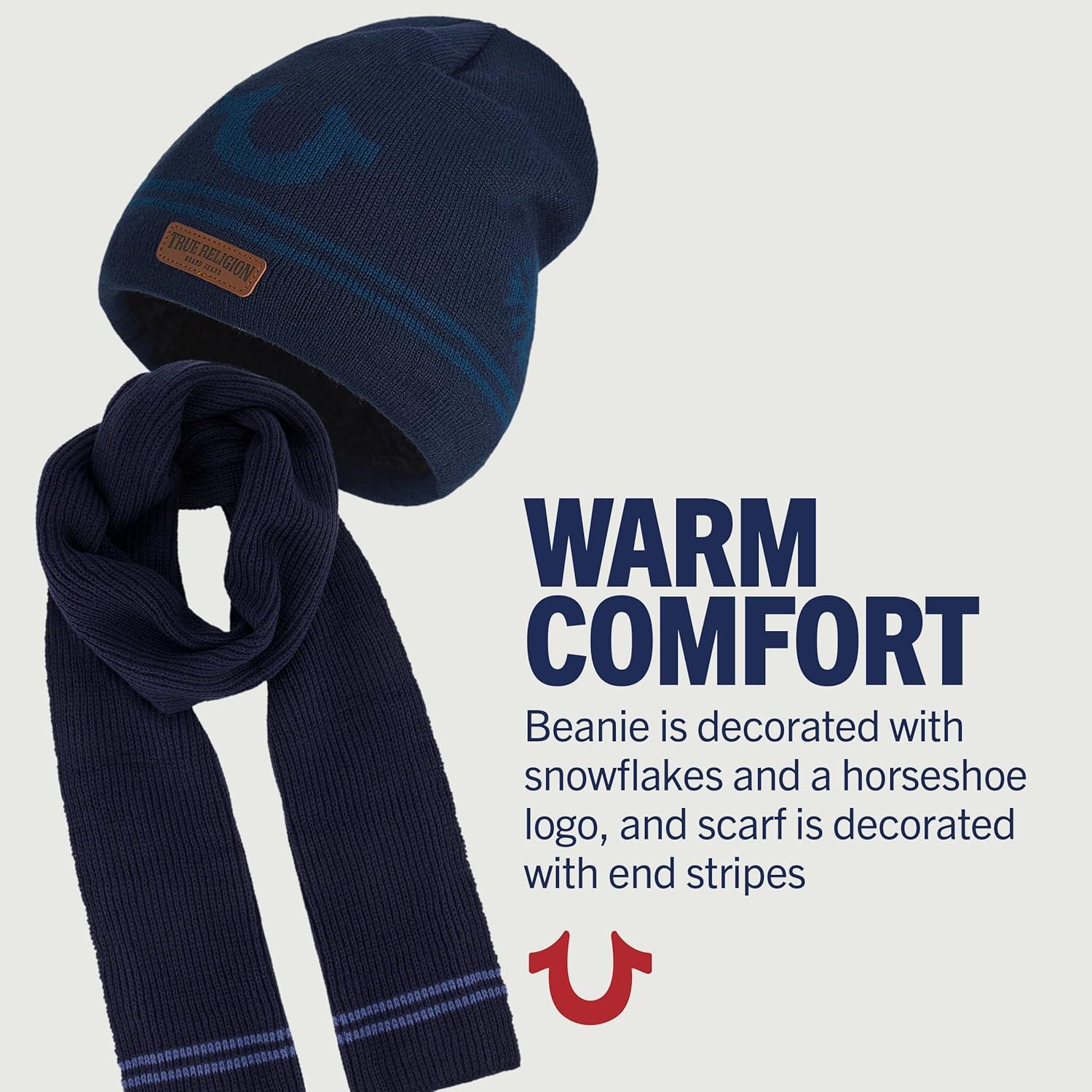 Conjunto de Gorro y Bufanda de Punto True Religion - Marino