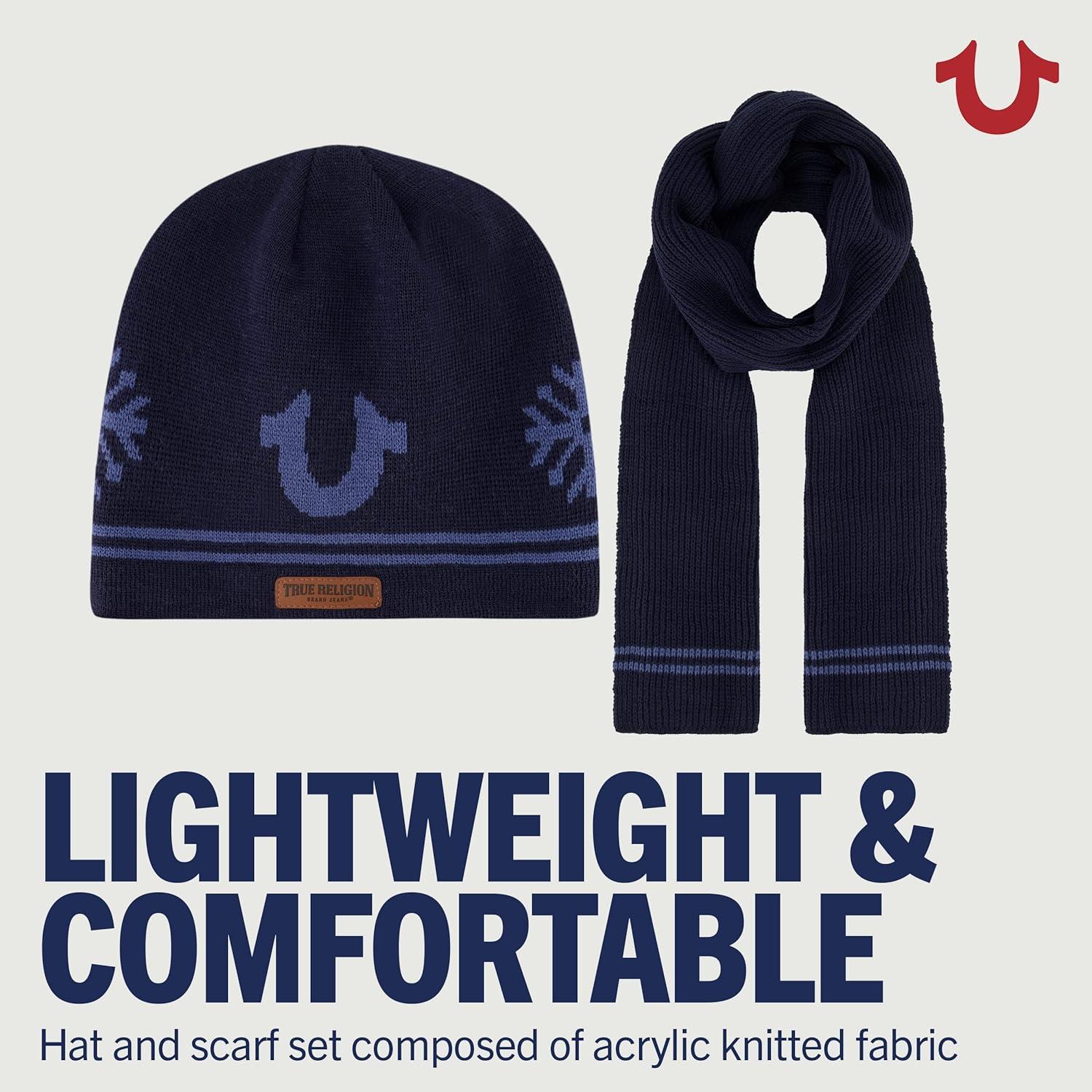 Conjunto de Gorro y Bufanda de Punto True Religion - Marino
