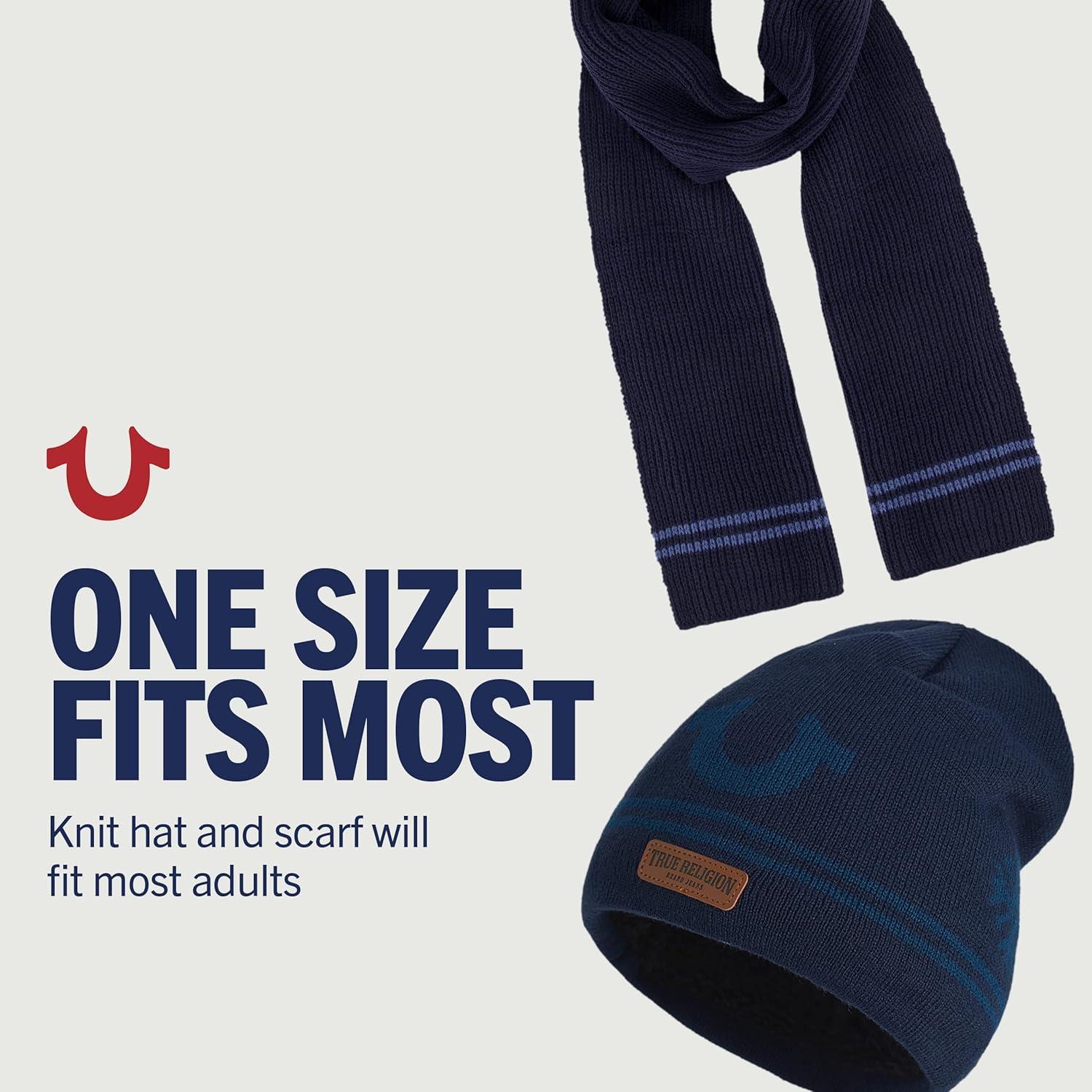 Conjunto de Gorro y Bufanda de Punto True Religion - Marino