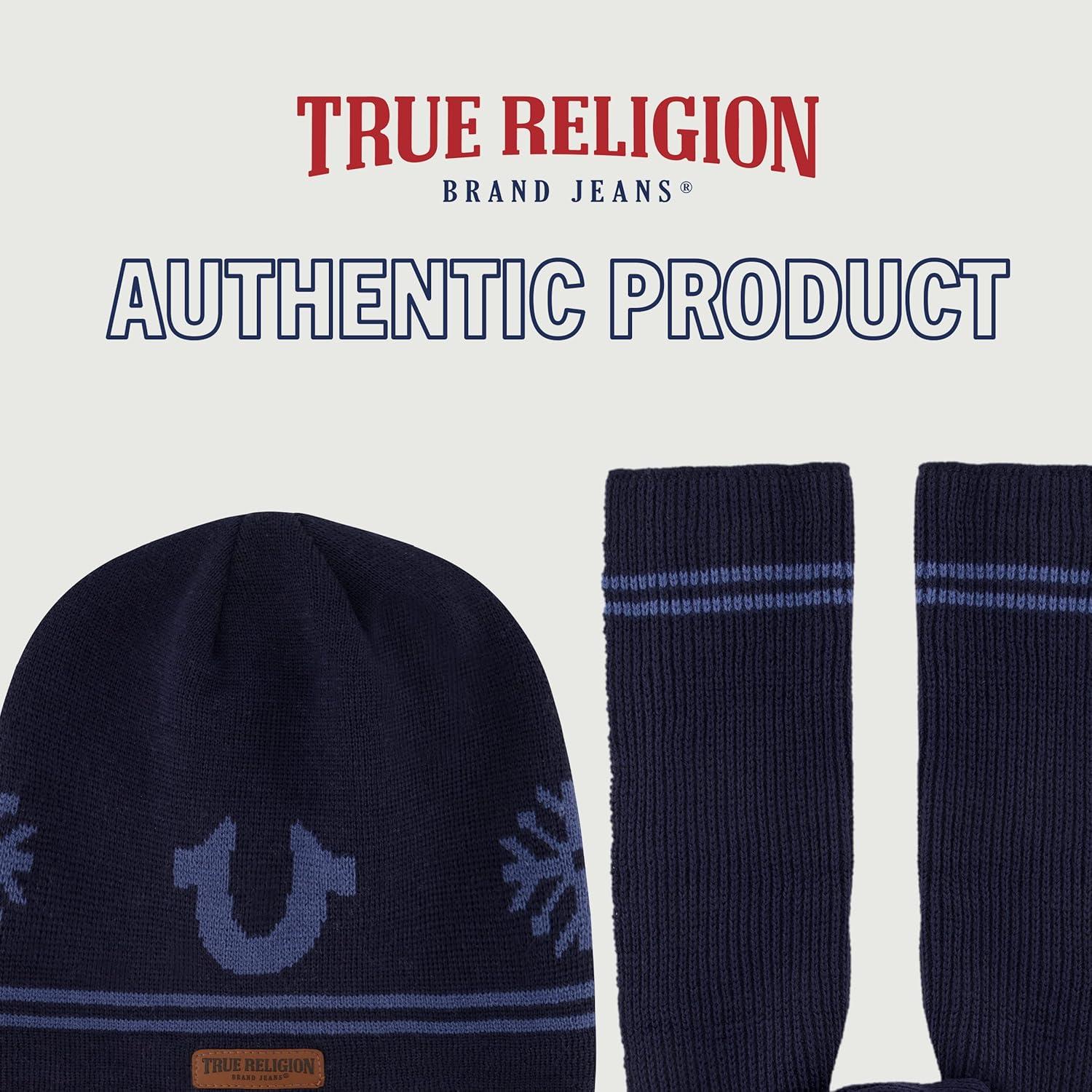 Conjunto de Gorro y Bufanda de Punto True Religion - Marino