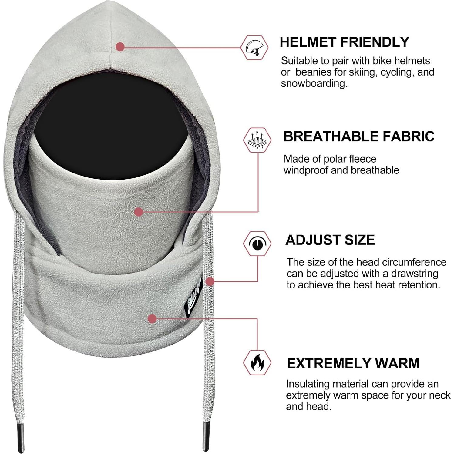 Mascarilla Balaclava Térmica LOKZEER Unisex Gris a Prueba de Viento