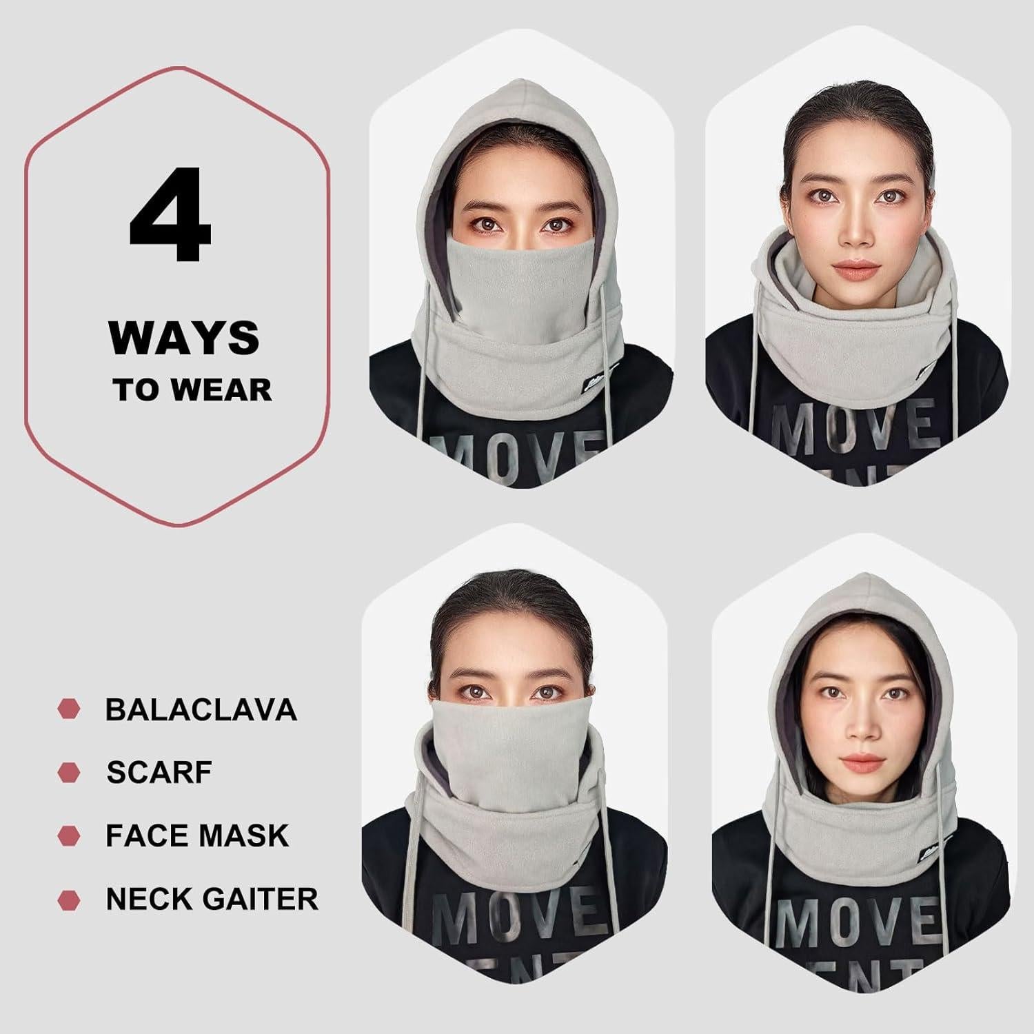 Mascarilla Balaclava Térmica LOKZEER Unisex Gris a Prueba de Viento