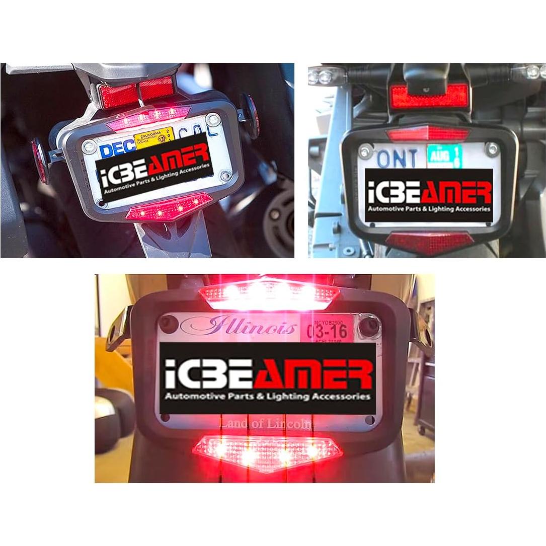 Marco de Placa de Licencia ICBEAMER Negro Mate con LED para Motocicleta