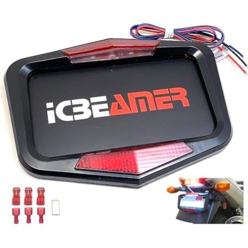 Marco de Placa de Licencia ICBEAMER Negro Mate con LED para Motocicleta