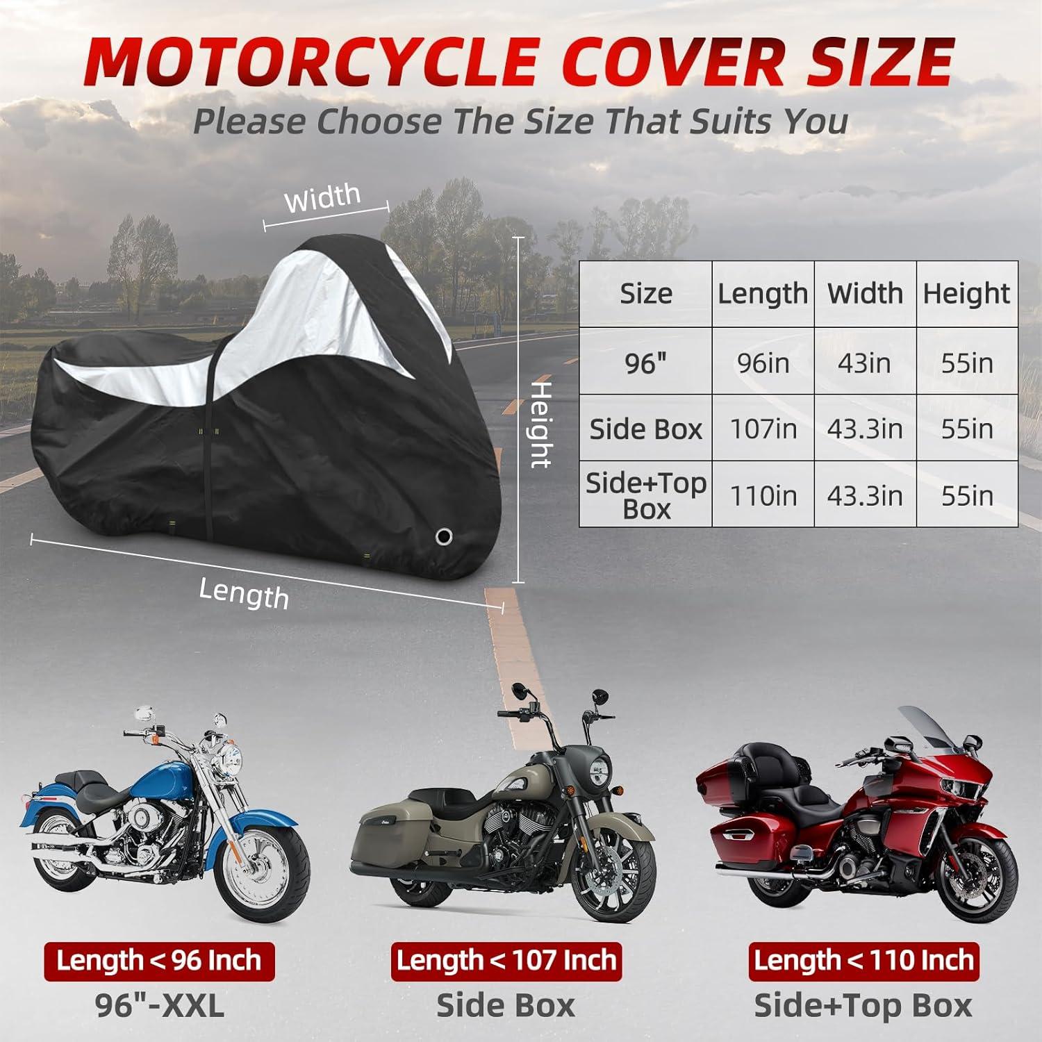 Cubierta de Motocicleta Zenicham 600D Impermeable Caja Lateral