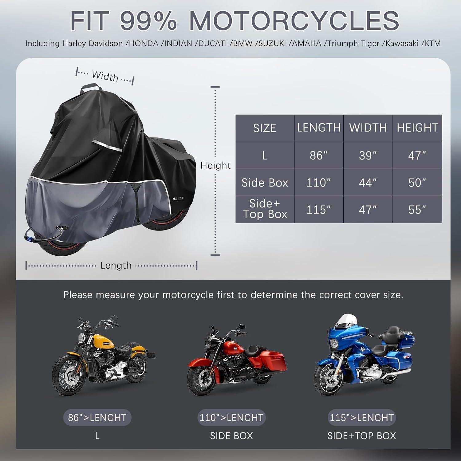 Funda de Motocicleta Blshwez 600D Impermeable 110"