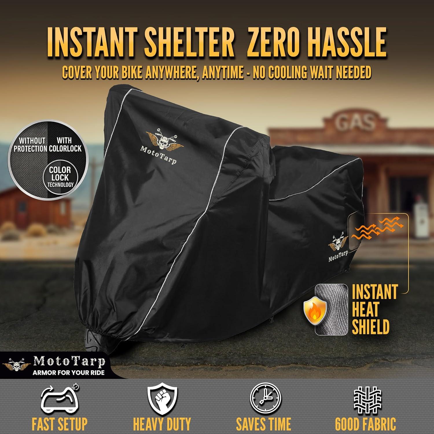 Cubierta de Motocicleta MotoTarp 2XL Impermeable Negra