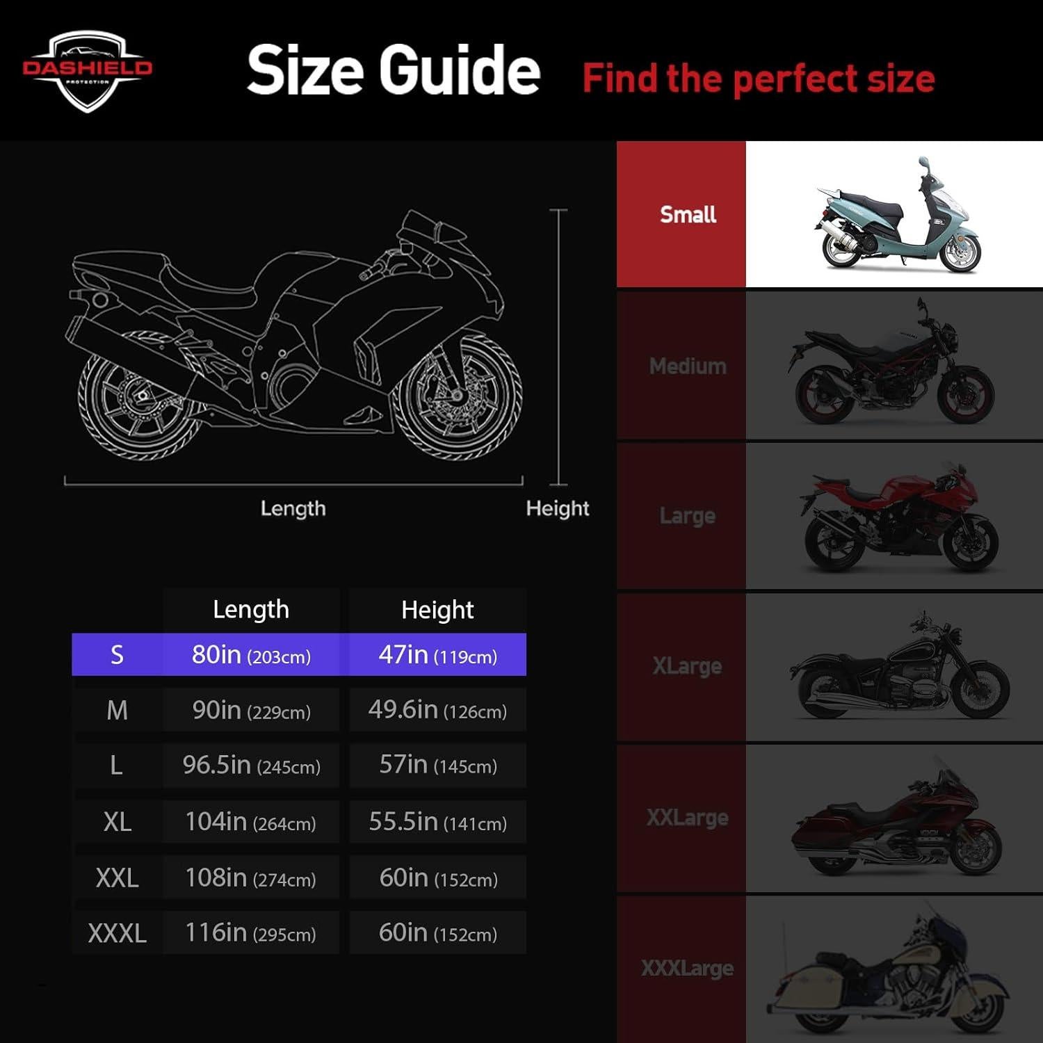 Cubierta de Motocicleta DASHIELD Universal Impermeable 203 cm