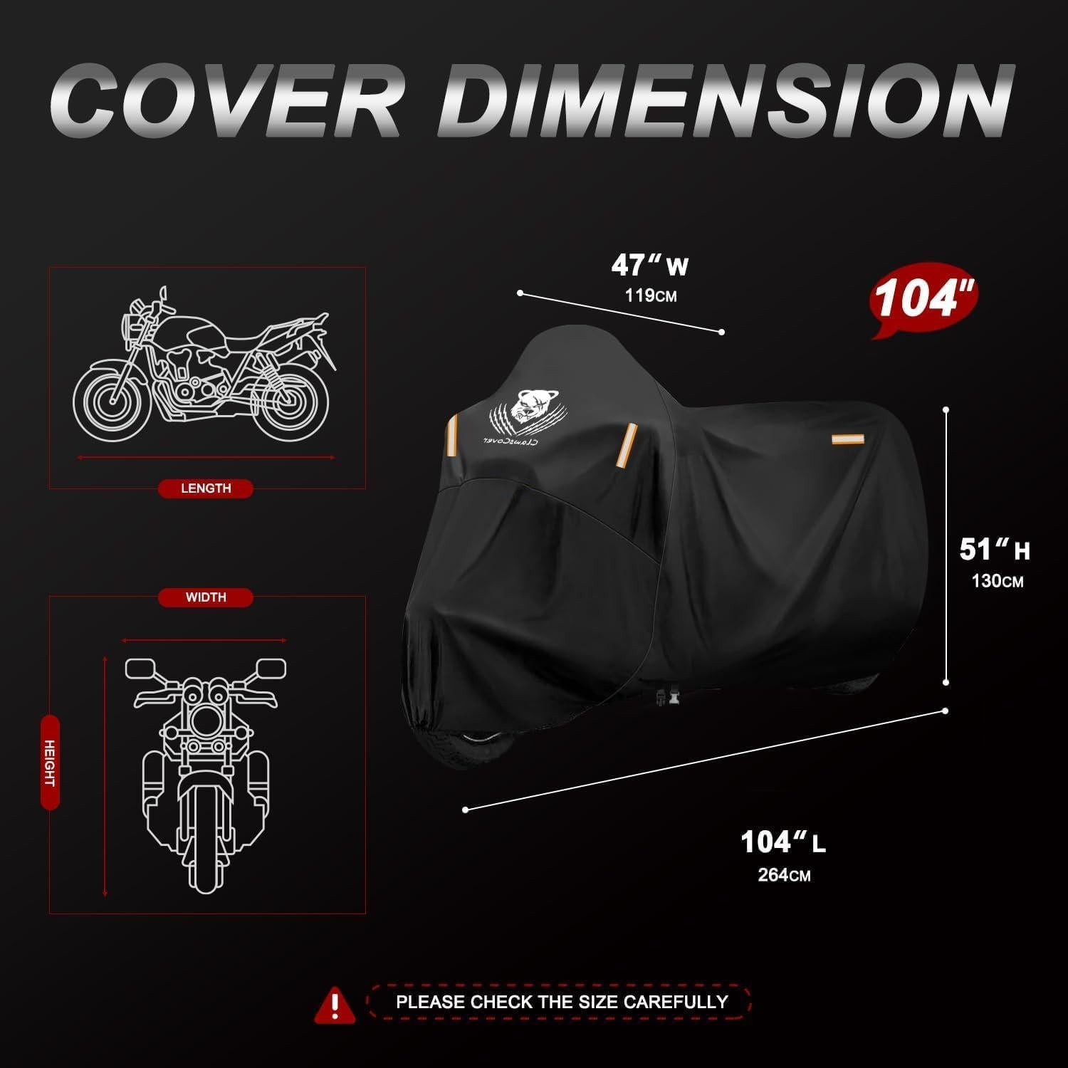 Cubierta de Motocicleta Impermeable ClawsCover XXL 264x119 cm