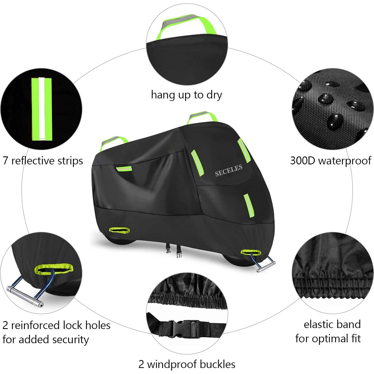 Funda para Motocicleta SECELES 300D Impermeable XXL Verde