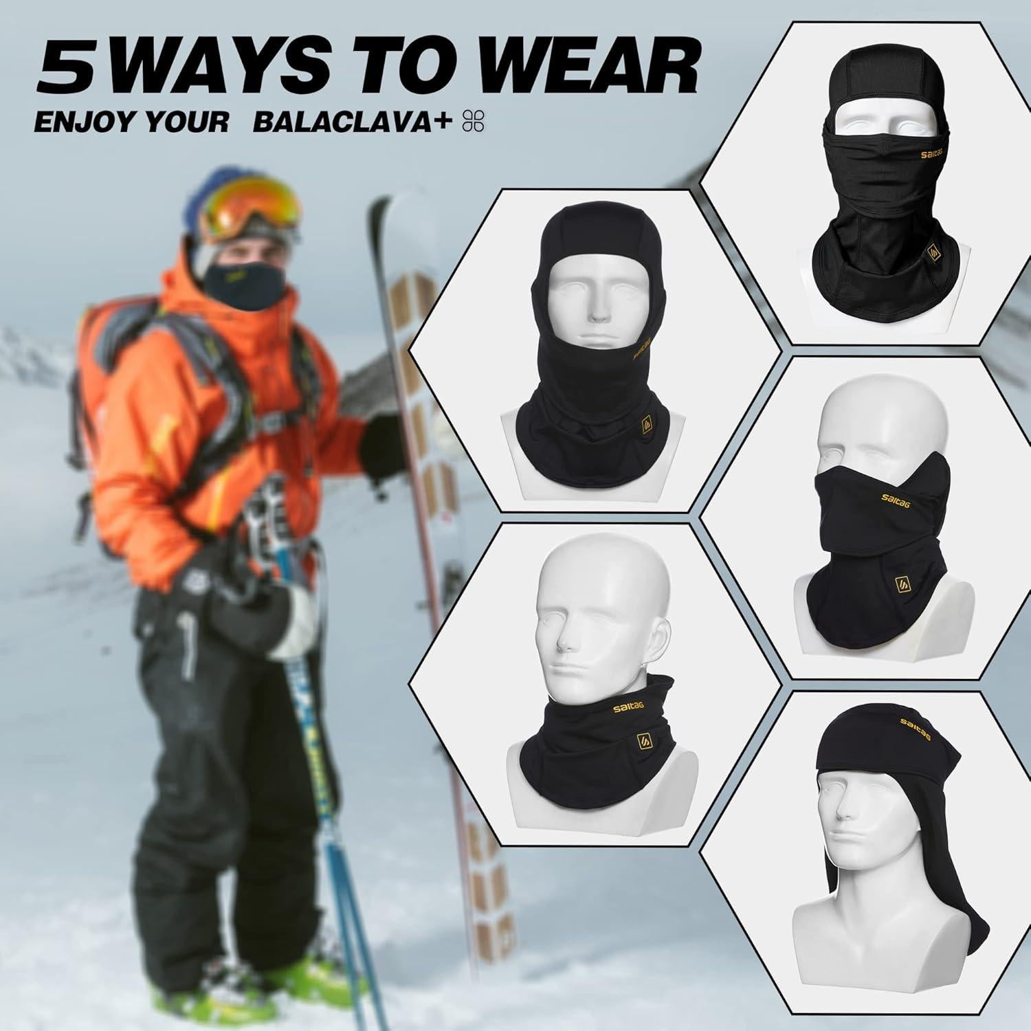 Máscara Balaclava a Prueba de Viento para Climas Fríos - 2 Pack Negro