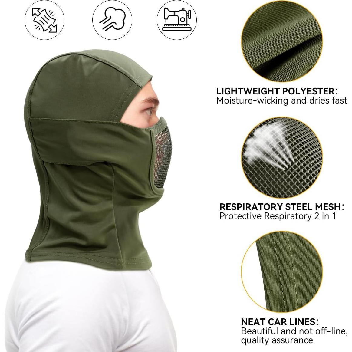 Máscara Balaclava Táctica Qavctw para Airsoft - Verde, 100% Nylon