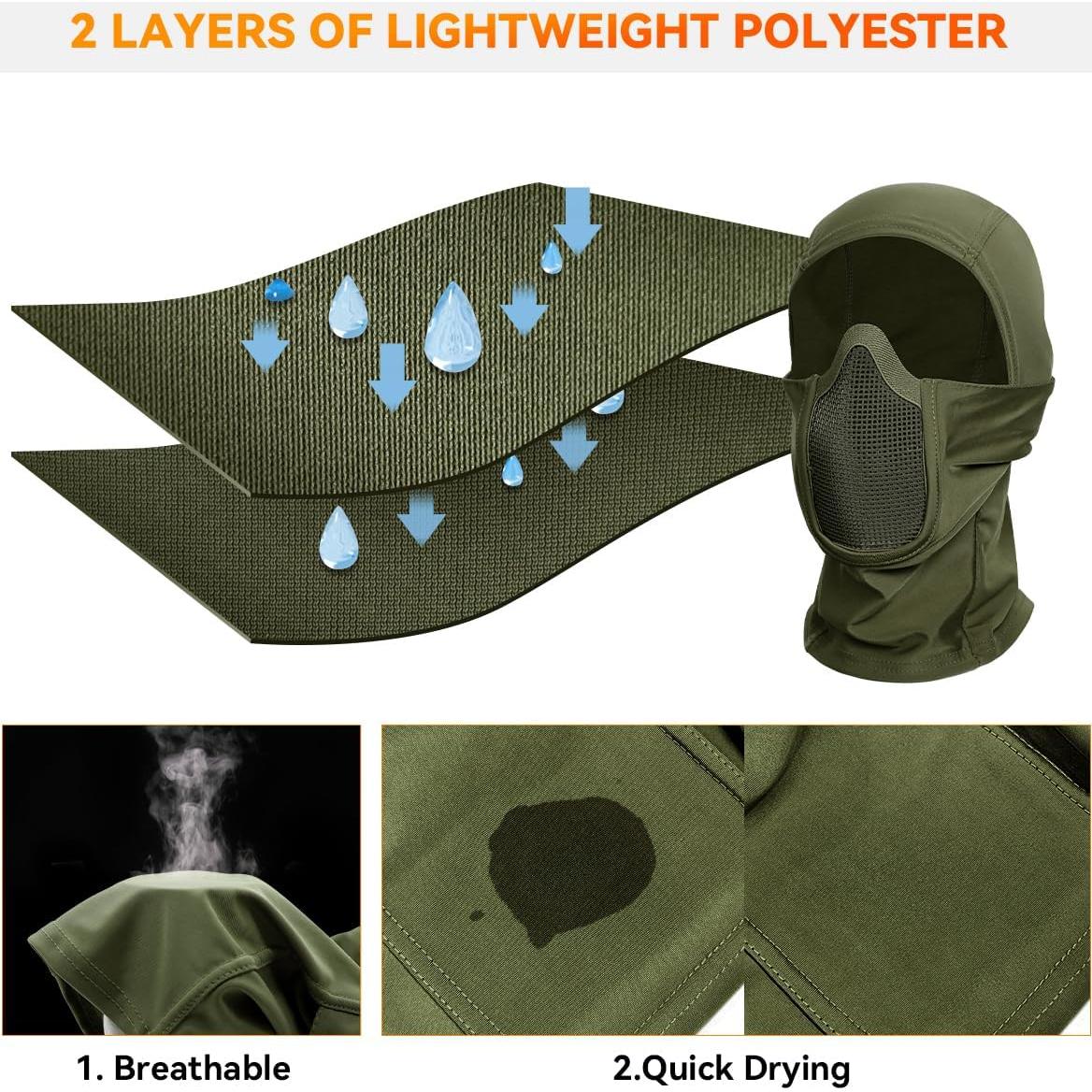 Máscara Balaclava Táctica Qavctw para Airsoft - Verde, 100% Nylon