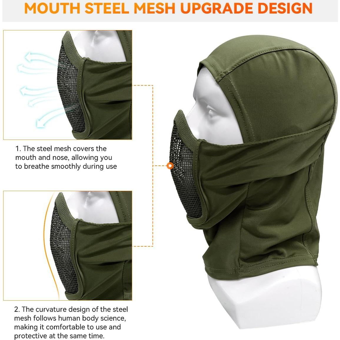 Máscara Balaclava Táctica Qavctw para Airsoft - Verde, 100% Nylon