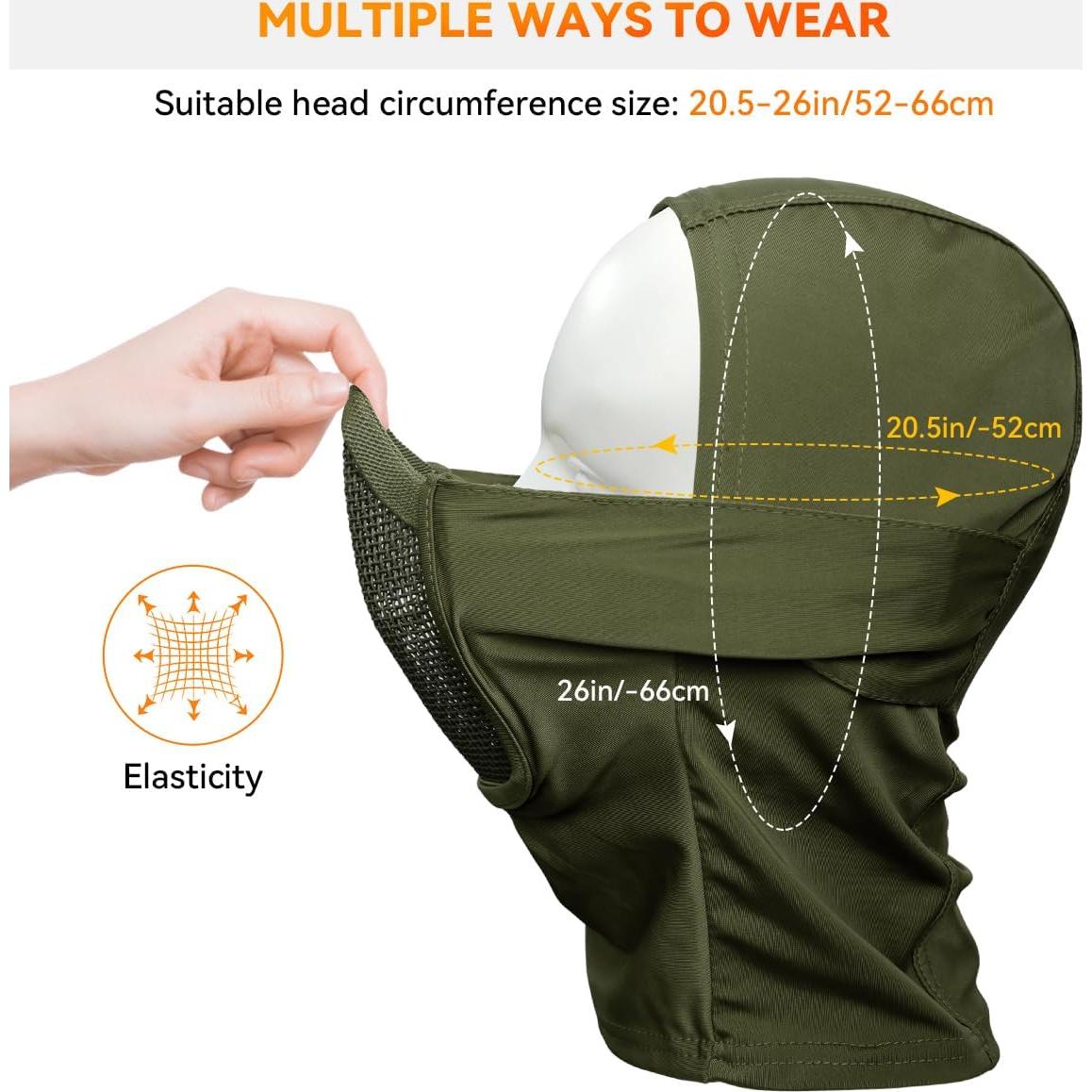 Máscara Balaclava Táctica Qavctw para Airsoft - Verde, 100% Nylon