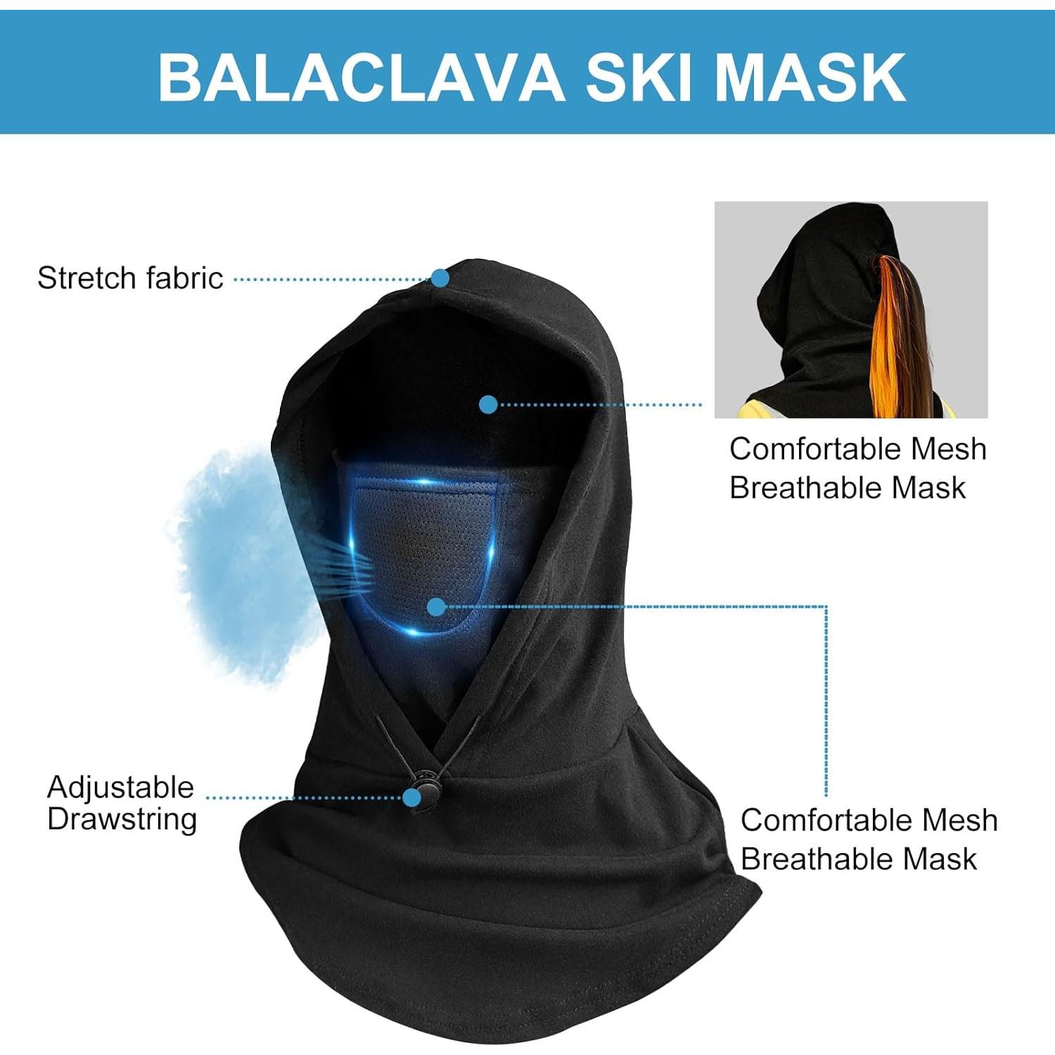 Balaclava LOKZEER Unisex Negra - Máscara de Esquí Transpirable