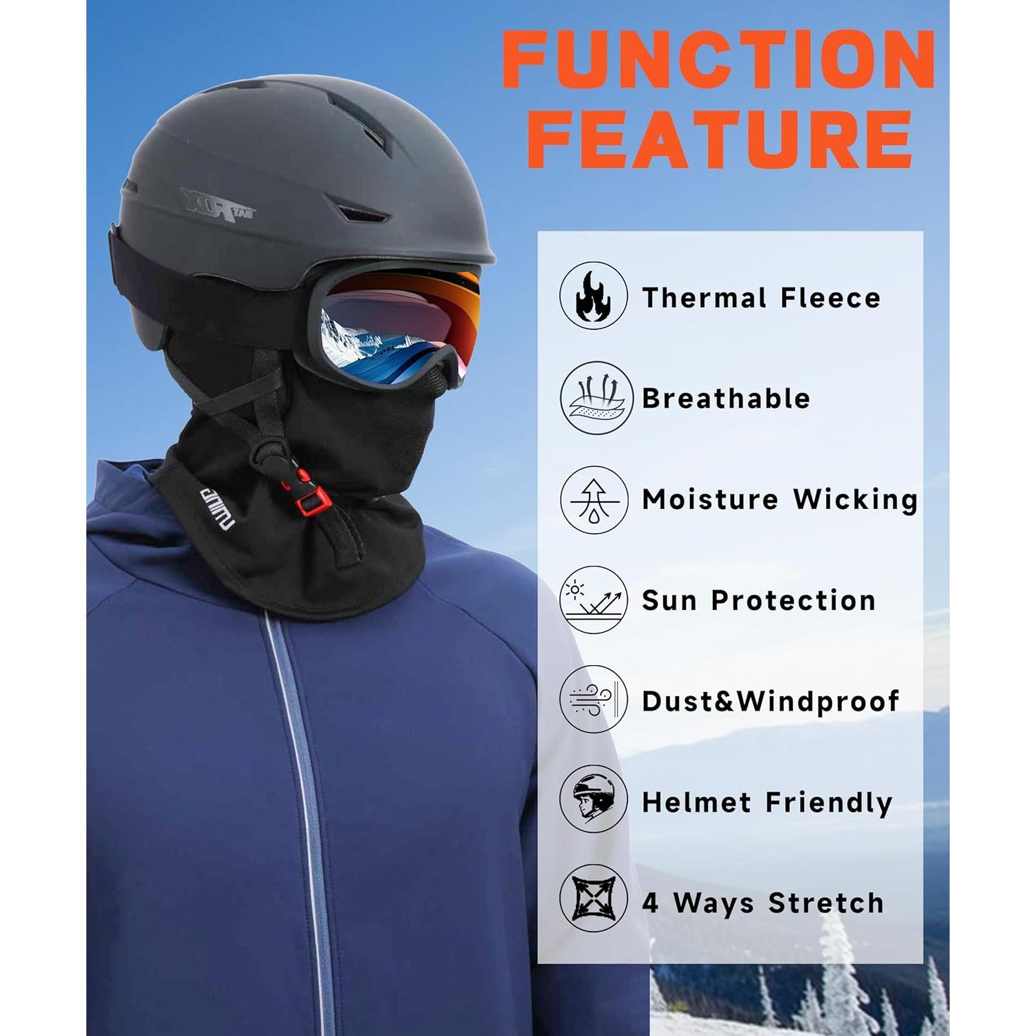 Máscara Balaclava Térmica Invierno Unisex Negra con Malla