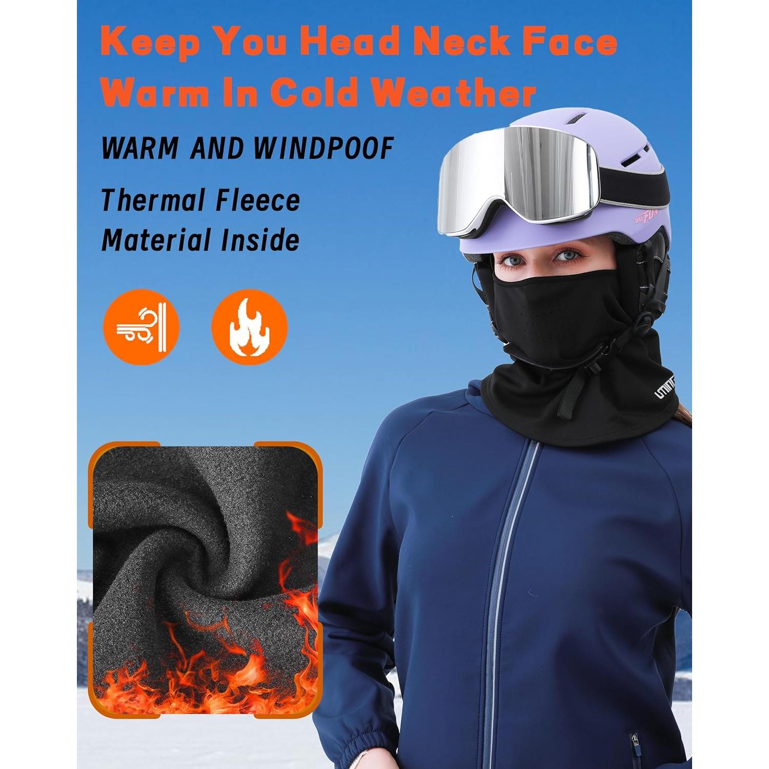 Máscara Balaclava Térmica Invierno Unisex Negra con Malla